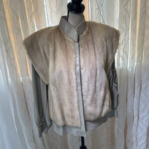 Genuine leather/real mink jacket, M